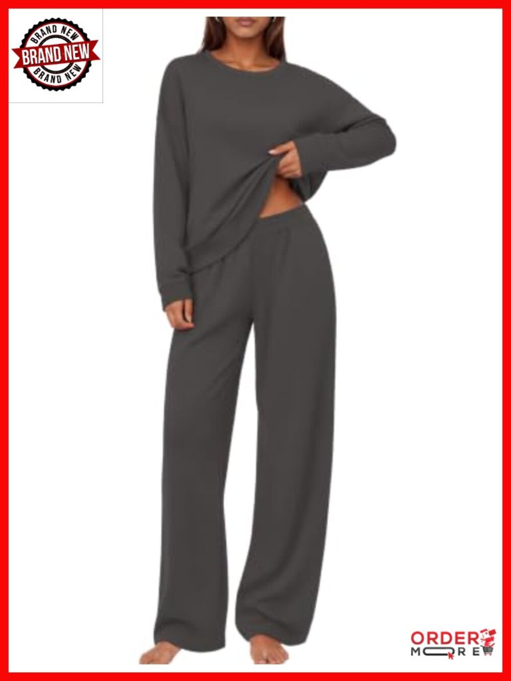 Women's 2-Piece Pajama Set Long Sleeve Wide Leg Lounge Set Sleepwear